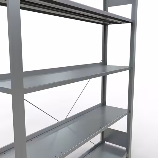 Figuur nr. 16 van het artikel Basisplank, kantoorplank MULTIplus85 insteeksysteem, 1800 x 1300 x 300 mm, 5 planken, kruisschoor, verzinkt, met aanslagbalk uit de productgroep kantoorplanken van Schulte Lagertechnik.