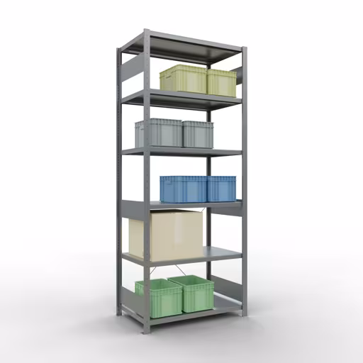 Basisplank, legbord, insteeksysteem MULTIplus330, 2500 x 1000 x 600 mm, 6 legborden, kruisschoor, verzinkt van Schulte Lagertechnik uit het assortiment insteeksysteem