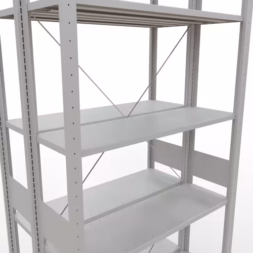 Figuur nr. 13 van het artikel basisplank, dubbel legbord, legbordinsteeksysteem MULTIplus150, 3000 x 1000 x (2x600) mm, 2x7 legborden, kruisschoor, RAL 7035 lichtgrijs uit de productgroep legbordstellingen van Schulte Lagertechnik.