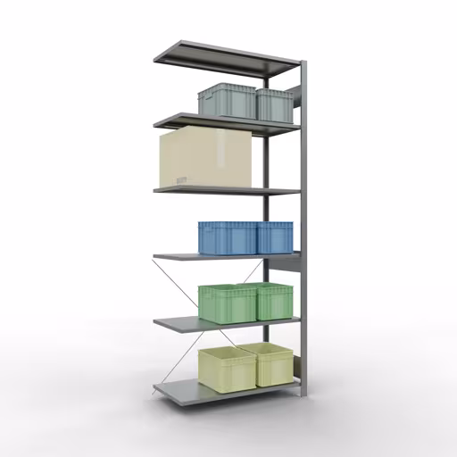 Productafbeelding nr. 7 van het artikel aanbouwplank, hoekplank (veld C) 2500 x 1000 x 500, 6 planken, verzinkt uit het assortiment schappenplanken van Schulte Lagertechnik
