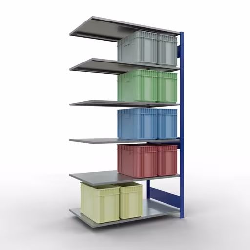 Productafbeelding nr. 13 van het artikel aanbouwplank, legbord, insteeksysteem MULTIplus150, 2500 x 1300 x 800 mm, 6 legborden, RAL 5010 gentiaanblauw/verzinkt uit het insteeksysteem assortiment van het merk Schulte Lagertechnik