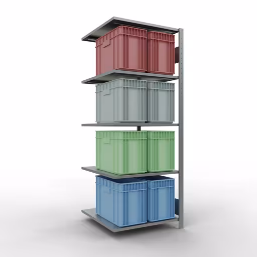 Extra afbeelding van het artikel Aanbouwplank, legplank, insteeksysteem MULTIplus150, 2000 x 750 x 800 mm, 5 legborden, lengtestangen, verzinkt vanaf opzetplank