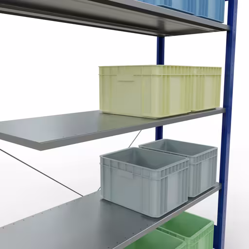 Aanbouwrekken, rekken, insteeksysteem MULTIplus150, 2000 x 1300 x 500 mm (HxBxD), 5 legborden, kruisschoor, RAL 5010 gentiaanblauw/verzinkt met artikelnr. 12755-130-B Aanbouwrekken, rekken, insteeksysteem MULTIplus150, 2000 x 1300 x 500 mm, 5 legborden, RAL 5010 gentiaanblauw/verzinkt van Schulte Lagertechnik uit de categorie insteeksystemen