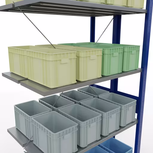 Productafbeelding nr. 10 van het artikel aanbouwplank, dubbele plank, legplank-insteeksysteem MULTIplus150, 3000 x 1000 x (2x600) mm, 2x7 legborden, RAL 5010 gentiaanblauw uit het assortiment legplanken van Schulte Lagertechnik
