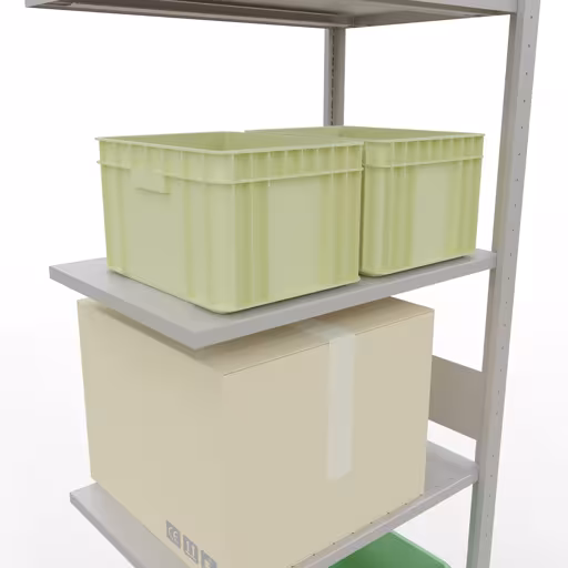 Extra afbeelding van het artikel Aanbouwrekken, legbord, insteeksysteem MULTIplus150, 3000 x 750 x 500 mm, 7 legborden, lengtestangen, RAL 7035 lichtgrijs van aanbouwrekken