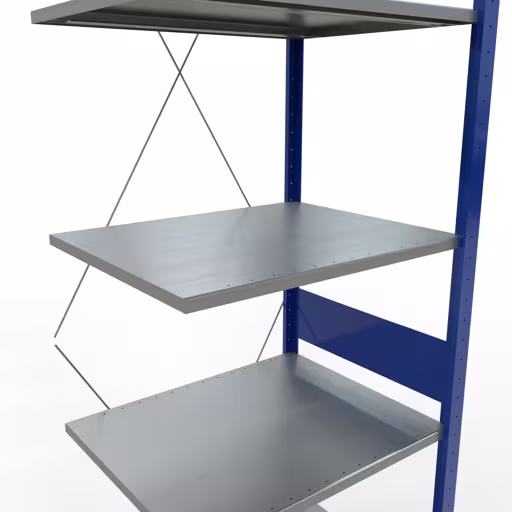 Aanbouwrekken, legbordstellingen, insteeksysteem MULTIplus150, 3000 x 750 x 600 mm, 7 legborden, RAL 5010 gentiaanblauw/verzinkt/verzinkt van Schulte Lagertechnik met artikelnr. 12767-75-B