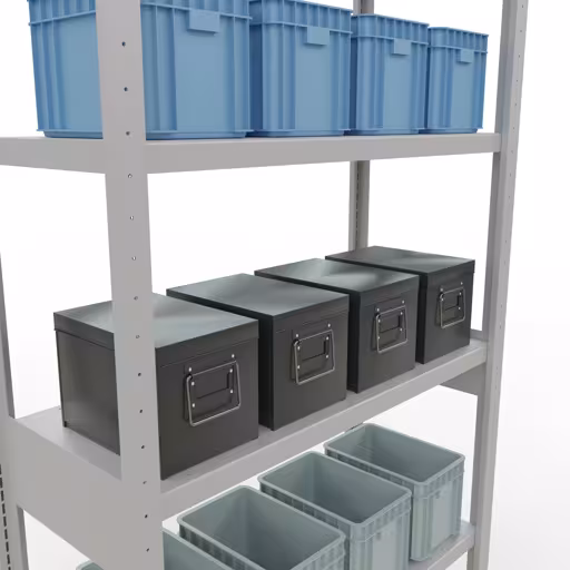 Figuur nr. 14 van het artikel basisrek, legbord, insteeksysteem MULTIplus330, 2500 x 1000 x 400 mm, 6 legborden, lengtestangen, RAL 7035 lichtgrijs uit de productgroep insteeksysteem van Schulte Lagertechnik.