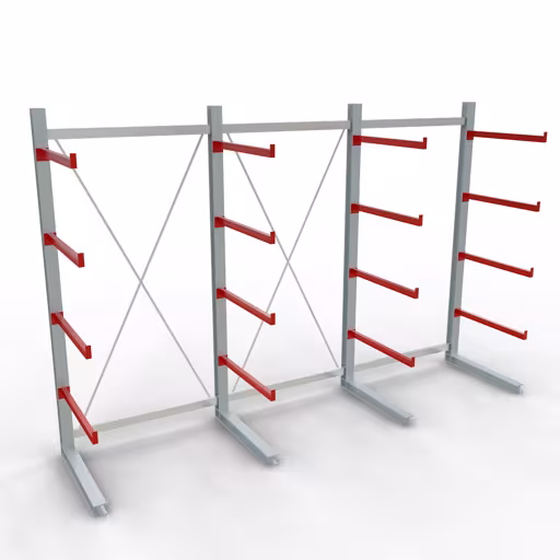 K 6000 compleet legbord, eenzijdig, 3000 x 4500 x 1000 mm, RAL 7001 / RAL 3000, 5 opslagniveaus, K6000 voor zware goederen, art.nr. 28707