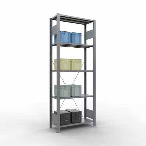 Andere weergave van het artikel Basisplank, legbord, insteeksysteem MULTIplus150, 2000 x 750 x 300 mm (HxBxD), 5 legborden, kruisschoor, verzinkt Andere weergave van het artikel Basisplank, legbord, insteeksysteem MULTIplus150, 2000 x 750 x 300 mm, 5 legborden, kruisschoor, verzinkt uit de categorie insteeksysteem