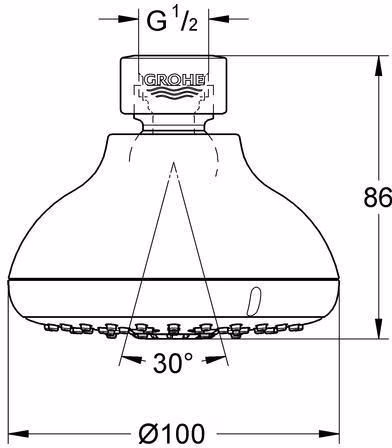 Technische Zeichnung 4056991 GROHE hoofddouche Tempesta 100 27606_1 4 straalsoorten 9 l/min chroom