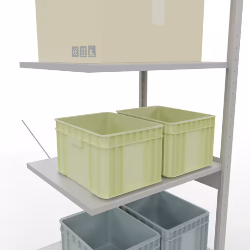 Aanbouwrekken, rekken, insteeksysteem MULTIplus150, 2500 x 750 x 600 mm (HxBxD), 6 planken, kruisschoor, RAL 7035 lichtgrijs met de GTIN 4004514205568 Aanbouwrekken, legplank, insteeksysteem MULTIplus150, 2500 x 750 x 600 mm, 6 legborden, RAL 7035 lichtgrijs van Schulte Lagertechnik met het artikelnr. 32666-75