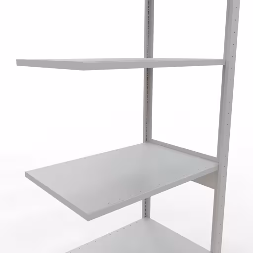 Aanbouwrek, stelling, insteeksysteem MULTIplus150, 2500 x 750 x 500 mm, 6 legborden, lengtestangen, RAL 7035 lichtgrijs van Schulte Lagertechnik uit het assortiment insteeksysteem