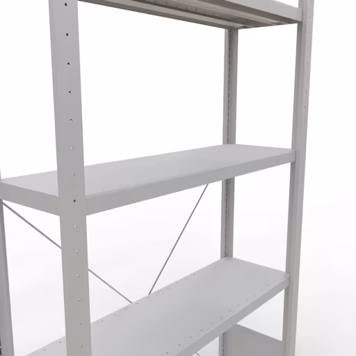 Basisplank, legbord, insteeksysteem MULTIplus250, 2000 x 1000 x 300 mm (HxBxD), 5 legborden, kruisschoor, RAL 7035 lichtgrijs met artikelnr. 32830 Basisplank, legbord, insteeksysteem MULTIplus250, 2000 x 1000 x 300 mm, 5 planken, kruisschoor, RAL 7035 lichtgrijs van Schulte Lagertechnik uit de categorie insteeksysteem