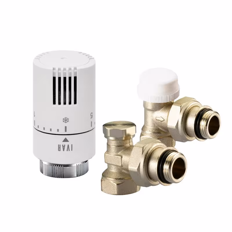 Radiator aansluitset 1/2 inch hoek KS 302 B van Ivar Ivar radiator aansluitset 1/2 inch incl. thermostaatkop T1500, radiator montage & aansluitingen, art.nr. 520178SB