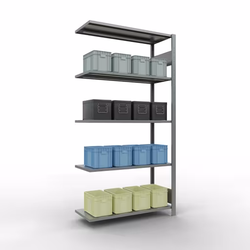 Andere weergave van het artikel Aanbouwplank, legbord, insteeksysteem MULTIplus150, 2000 x 1000 x 400 mm, 5 legborden, verzinkt uit de categorie aanbouwplanken