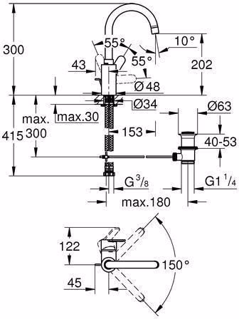 GROHE ééngreeps wastafelmengkraan Eurostyle C 23043_3 L-Maat chroom
