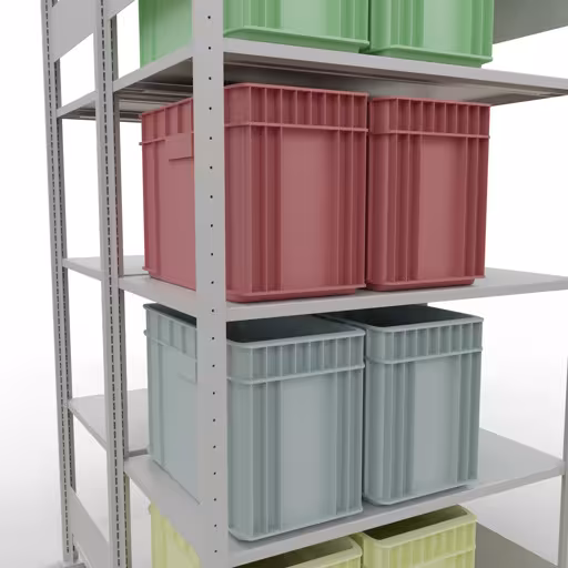 Productafbeelding nr. 8 van het artikel basisplank, dubbele plank, legbord, insteeksysteem MULTIplus150, 2000 x 1000 x (2x600) mm, 2x5 legborden, RAL 7035 lichtgrijs uit het assortiment legborden van Schulte Lagertechnik