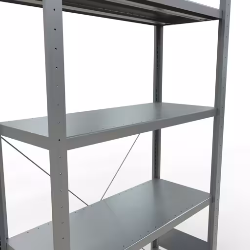 Productafbeelding nr. 15 van het artikel basisplank, legbord, insteeksysteem MULTIplus330, 2000 x 1000 x 400 mm (HxBxD), 5 legborden, kruisschoor, verzinkt Figuur nr. 15 van het artikel basisrek, legplank, insteeksysteem MULTIplus330, 2000 x 1000 x 400 mm, 5 legborden, kruisschoor, verzinkt uit de insteeksysteem productgroep van Schulte Lagertechnik.