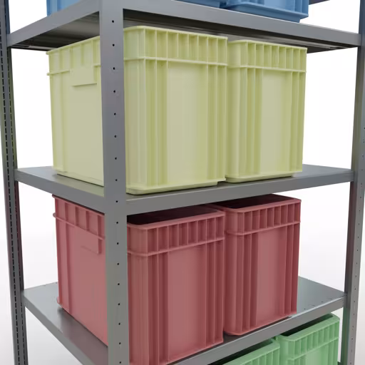 Figuur nr. 13 van het artikel basisrek, legbord, insteeksysteem MULTIplus250, 2000 x 1000 x 800 mm, 5 legborden, lengtestangen, verzinkt uit de insteeksysteem productgroep van Schulte Lagertechnik.