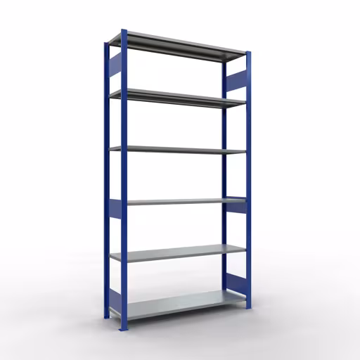 Basisplank, legbord, insteeksysteem MULTIplus150, 2500 x 1300 x 400 mm, 6 legborden, RAL 5010 gentiaanblauw/verzinkt van Schulte Lagertechnik uit de categorie insteeksystemen