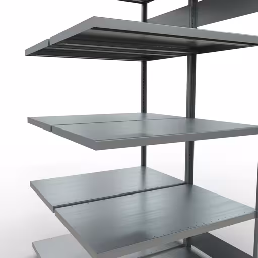 Andere weergave van het artikel Aanbouwplank, dubbele plank, legplank-insteeksysteem MULTIplus250, 2000 x 1000 x (2x600) mm (HxBxD), 2x5 legborden, lengtestangen, verzinkt Andere weergave van het artikel Aanbouwrekken, dubbele rekken, rekkensysteem MULTIplus250, 2000 x 1000 x (2x600) mm, 2x5 planken, lengtestangen, verzinkt uit de categorie rekken