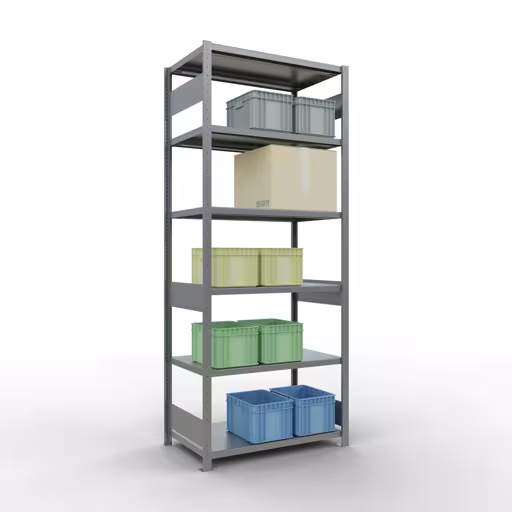 Productafbeelding nr. 14 van het artikel basisplank, legbord, insteeksysteem MULTIplus250, 2500 x 1000 x 600 mm (HxBxD), 6 legborden, lengtestangen, verzinkt Afbeelding nr. 14 van het artikel basisrek, legbord, insteeksysteem MULTIplus250, 2500 x 1000 x 600 mm, 6 legborden, lengtestangen, verzinkt uit de productgroep insteeksysteem van Schulte Lagertechnik