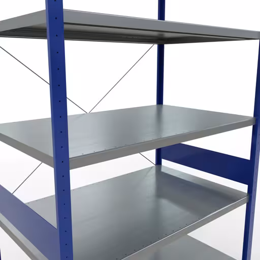 Basisplank, legplank, insteeksysteem MULTIplus250, 3000 x 1300 x 800 mm, 7 legborden, RAL 5010 gentiaanblauw/verzinkt van Schulte Lagertechnik uit de categorie insteeksystemen