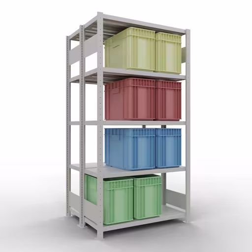Productafbeelding nr. 14 van het artikel basisplank, dubbele plank, legbord, insteeksysteem MULTIplus250, 2000 x 1000 x (2x400) mm, 2x5 legborden, RAL 7035 lichtgrijs uit het assortiment legborden van het merk Schulte Lagertechnik