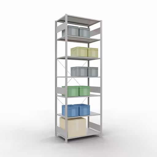 Productafbeelding nr. 11 van het artikel basisplank, legbord, insteeksysteem MULTIplus150, 3000 x 1000 x 600 mm (HxBxD), 7 legborden, kruisschoor, RAL 7035 lichtgrijs Figuur nr. 11 van het artikel basisplank, legbord, insteeksysteem MULTIplus150, 3000 x 1000 x 600 mm, 7 legborden, kruisschoor, RAL 7035 lichtgrijs uit de productgroep insteeksysteem van Schulte Lagertechnik.