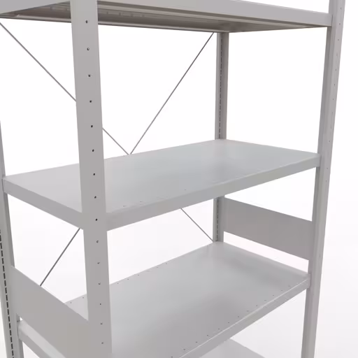 Basisplank, stellingkast MULTIplus250 insteeksysteem, 3000 x 1000 x 500 mm (HxBxD), 7 planken, kruisschoor, RAL 7035 lichtgrijs met de GTIN 4004514204066 Basisplank, plankplank, insteeksysteem MULTIplus250, 3000 x 1000 x 500 mm, 7 planken, kruisschoor, RAL 7035 lichtgrijs van Schulte Lagertechnik met het artikelnr. 32852