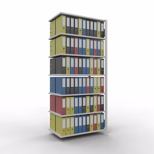 Aanbouwrekken, kantoorrekken, insteeksysteem MULTIplus150, 2300 x 1000 x 600 mm, 7 planken, lengtestangen, zonder middenaanslag, lichtgrijs van Schulte Lagertechnik uit het assortiment kantoorrekken