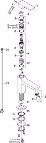 Hansgrohe METROPOL 110 ééngreeps wastafelmengkraan met verzonken afvoergarnituur G 1 1/4 inch chroom