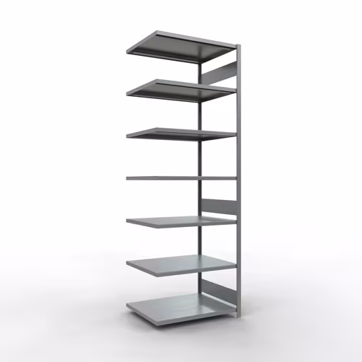 Aanbouwrekken, rekken, insteeksysteem MULTIplus330, 3000 x 1000 x 800 mm (HxBxD), 7 planken, lengtestangen, verzinkt van Schulte Lagertechnik Aanbouwrekken, legborden, insteeksysteem MULTIplus330, 3000 x 1000 x 800 mm (HxBxD), 7 legborden, lengtestangen, verzinkt, aanbouwplank, art.nr. 13987-LR