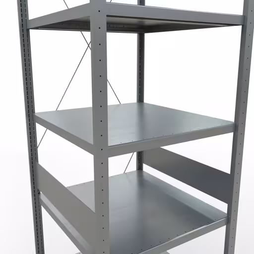 Figuur nr. 12 van het artikel basisrek, legbord, insteeksysteem MULTIplus250, 3000 x 750 x 800 mm, 7 legborden, kruisschoor, verzinkt uit de insteeksysteem productgroep van Schulte Lagertechnik.
