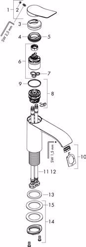 Technische Zeichnung 4065842 Hansgrohe monoknop wastafelmengkraan 110 VIVENIS zonder afloop chroom