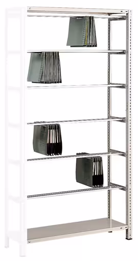 Aanbouwrek, schroefpendelnietmachinerek "Zippel", 2000 x 1000 x 350 mm, RAL 7035 lichtgrijs, 6 pendelstangen van Schulte Lagertechnik uit het assortiment kantoorrekken
