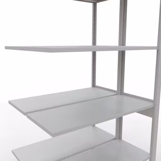 Extra afbeelding van het artikel Aanbouwplank, dubbele plank, rekkensysteem MULTIplus150, 2500 x 1000 x (2x400) mm, 2x6 planken, RAL 7035 lichtgrijs van dubbele planken