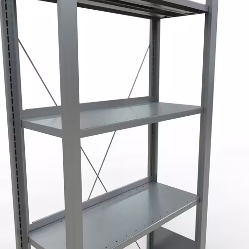 Productafbeelding nr. 15 van het artikel basisplank, kantoorplank, insteeksysteem MULTIplus85, 1800 x 750 x 300 mm, 5 planken, kruisschoor, verzinkt, met aanslagstang Figuur nr. 15 van het artikel Basisplank, kantoorplank MULTIplus85 insteeksysteem, 1800 x 750 x 300 mm, 5 planken, kruisschoor, verzinkt, met aanslagbalk uit de productgroep kantoorplanken van Schulte Lagertechnik.