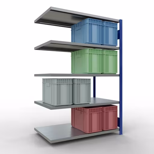 Figuur nr. 11 van het artikel aanbouwrekken, legbordstellingen, insteeksysteem MULTIplus250, 2000 x 1300 x 800 mm, 5 legborden, RAL 5010 gentiaanblauw/verzinkt uit de productgroep insteeksysteem van het merk Schulte Lagertechnik.