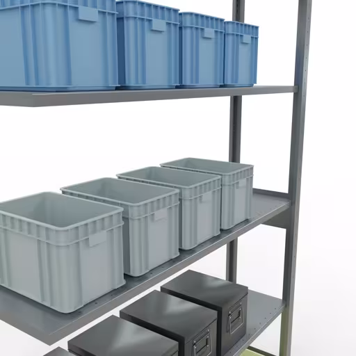 Aanbouwrekken, rekken, insteeksysteem MULTIplus150, 2500 x 1300 x 300 mm, 6 legborden, lengtestangen, verzinkt van Schulte Lagertechnik uit de categorie insteeksystemen