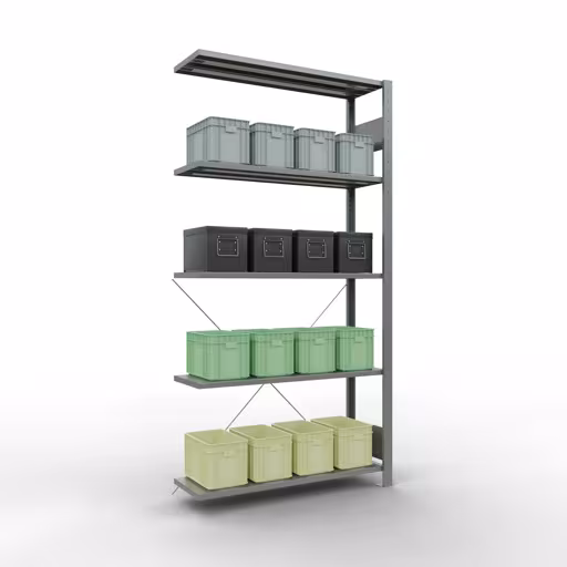 Afbeelding nr. 15 van het artikel aanbouwrekken, stellingrekken, insteeksysteem MULTIplus150, 2000 x 1000 x 300 mm, 5 legborden, verzinkt uit de productgroep insteeksysteem van het merk Schulte Lagertechnik