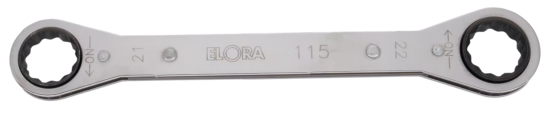 Ratelringsleutel, recht 115-21x22 mm van ELORA Ratelringsleutel, recht, ELORA-115 uit de categorie ring- en dubbele ringsleutels met artikelnr. 0115021221000