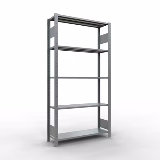Basisplank, legplank, insteeksysteem MULTIplus85, 2000 x 1000 x 300 mm (HxBxD), 5 legborden, lengtestangen, verzinkt, basisplank, art.nr. 13130-LR