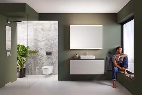 Geberit ONE Set wandcloset met wc-zitting wit/glanzend verchroomd, KeraTect