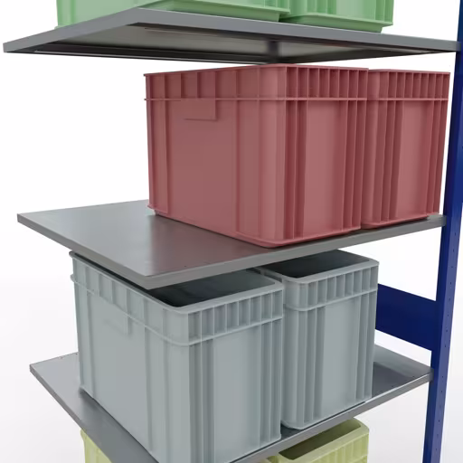 Productafbeelding nr. 7 van het artikel aanbouwrekken, legbord, insteeksysteem MULTIplus150, 3000 x 1000 x 800 mm, 7 legborden, RAL 5010 gentiaanblauw/verzinkt uit het insteeksysteem-assortiment van Schulte Lagertechnik