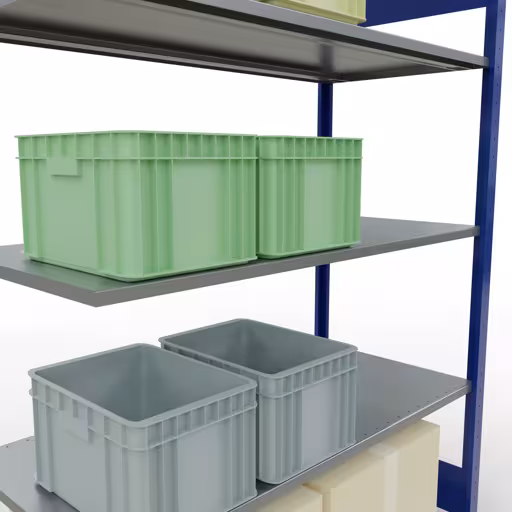 Aanbouwrekken, rekken, insteeksysteem MULTIplus150, 2000 x 1300 x 600 mm, 5 legborden, lengtestangen, RAL 5010 gentiaanblauw/verzinkt van Schulte Lagertechnik uit de categorie insteeksystemen