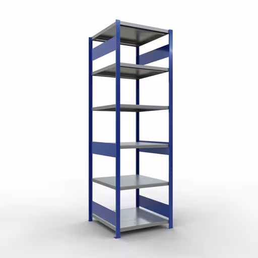 Basisplank, legplank, insteeksysteem MULTIplus250, 2500 x 750 x 800 mm, 6 legborden, lengtestangen, RAL 5010 gentiaanblauw/verzinkt/verzinkt van Schulte Lagertechnik uit het plug-in systeem-assortiment