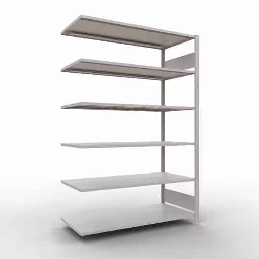 Aanbouwrekken, kantoorrekken, insteeksysteem MULTIplus150, 2000 x 1300 x 600 mm, 6 planken, lengtestangen, zonder middenaanslag, lichtgrijs van Schulte Lagertechnik uit het assortiment kantoorrekken
