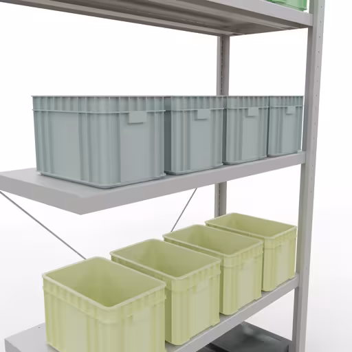 Productafbeelding nr. 8 van het artikel aanbouwplank, legbord, insteeksysteem MULTIplus250, 2000 x 1000 x 400 mm, 5 legborden, kruisschoor, RAL 7035 lichtgrijs uit het assortiment insteeksysteem van het merk Schulte Lagertechnik