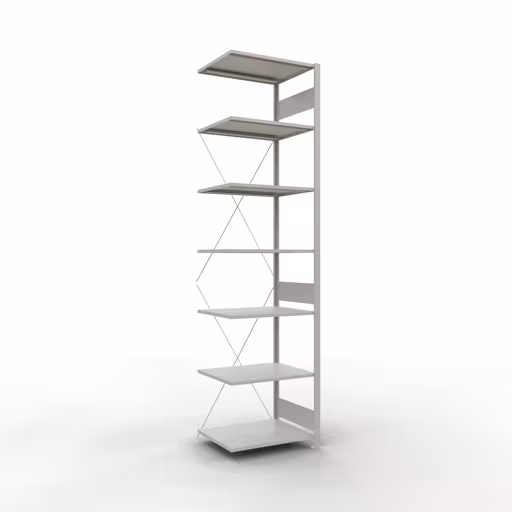 Extra afbeelding van het artikel aanbouwplank, stellingsysteem MULTIplus150, 3000 x 750 x 600 mm, 7 planken, RAL 7035 lichtgrijs van aanbouwplank